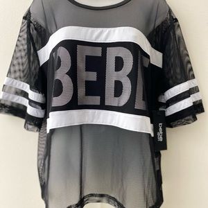 NWT BEBE Sport All Mesh Crop Top Size XL